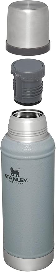 Stanley Classic Legendary Vacuum Bottle 1.0 qt | Wide Mouth with Leakproof Cup Lid | Keep Drinks Hot or Cold | Packable for Travel | Insulated Stainless Steel Thermos | BPA-Free | Hammertone Silver