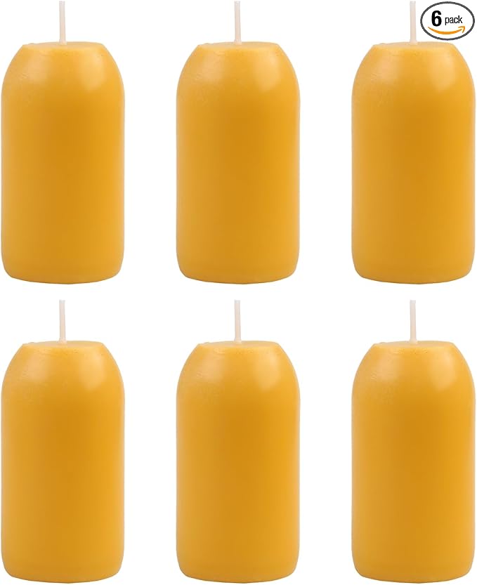 6pcs Smokeless Natural Beeswax Candles Handmade Camping Candle for UCO Candle Lanterns - Burning for Outdoor, Camping, Emergency, Survival Emergency Preparedness