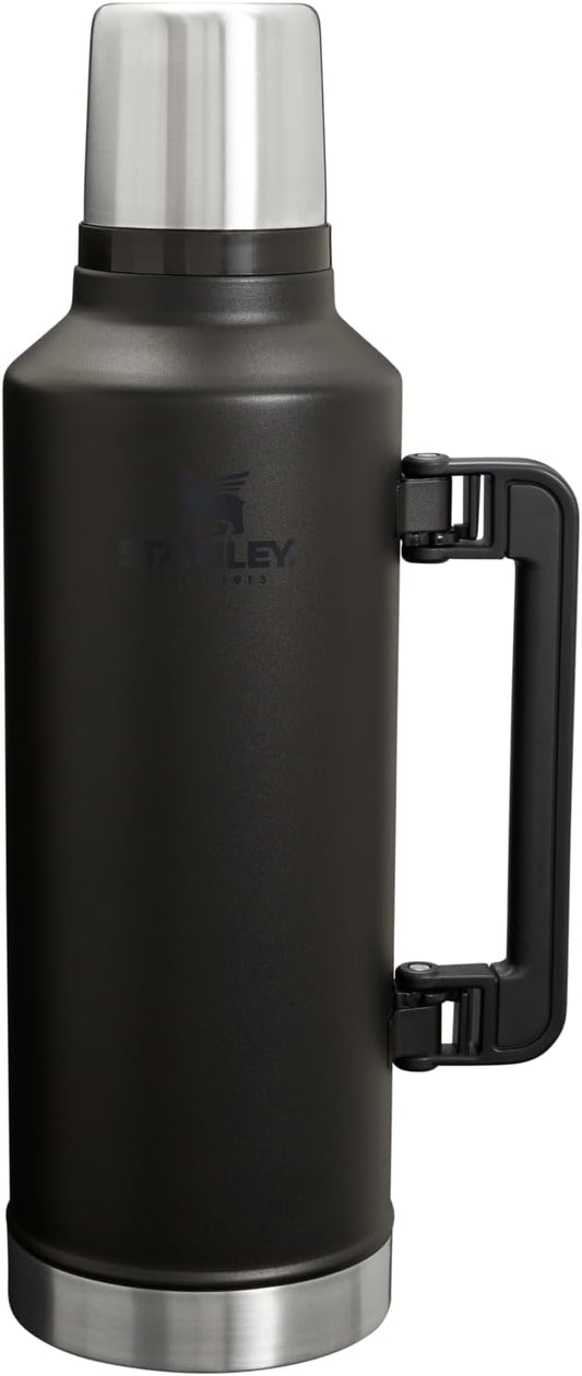 Stanley Classic Legendary Vacuum Bottle 2.5 qt | Wide Mouth with Leakproof Cup Lid | Keep Drinks Hot or Cold | Packable for Travel | Insulated Stainless Steel Thermos | BPA-Free | Black 2.0