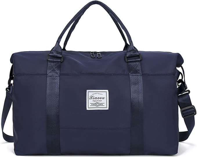 KARRESLY Travel Duffel Bag for Women,Shoulder Weekender Overnight Bag Sports Gym Tote Bag,Waterproof（Dark Blue）
