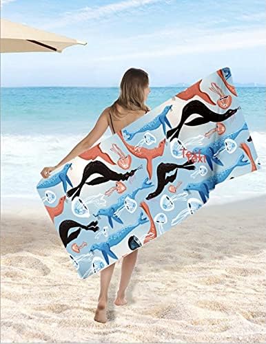 X-Large microfiber Beach Towel, Sand Free Beach Towel, Yoga, Soft, Skin-Friendly, Quick-Dry, Super-Absorbent, Swim, SPA, camping, (31" x 63", 1 Pack)