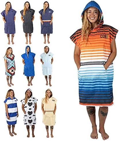 COR Surf Poncho Changing Towel Robe with Hood and Front Pocket, Made of Quick Dry Microfiber Doubles Up As A Beach Towel and Blanket, (Medium, Sarape)