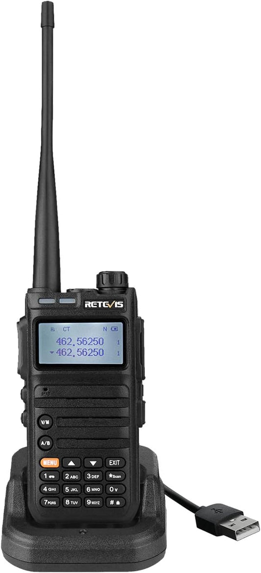 Retevis RA85 GMRS Radio, Long Range Walkie Talkies, High Power, USB-C, Rechargeable, Flashlight, NOAA, Two Way Radio for Outdoors Hiking Camping (1 Pack)