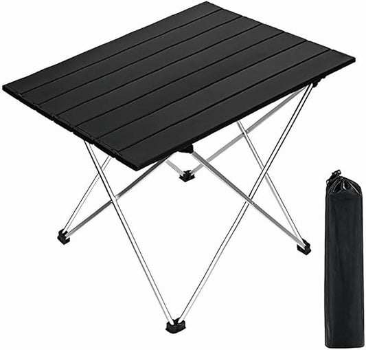 Folding Camping Table Beach Table Portable Camp Side That Fold Up Lightweight, Tent Table Folding Camp Table, Fold Up Camping Tables with Carry Bag(M), Black