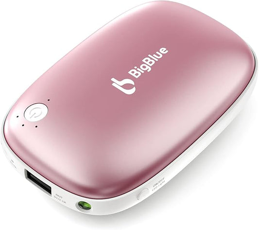 Rechargeable Hand Warmer 3-in-1, BigBlue 6000mAh Reusable Handwarmer with Emergency Light for Camping, Electric USB Hand Warmer Powerbank for Hunting, Pocket Heater for Ski, Golf, Gifts for Girl/Men