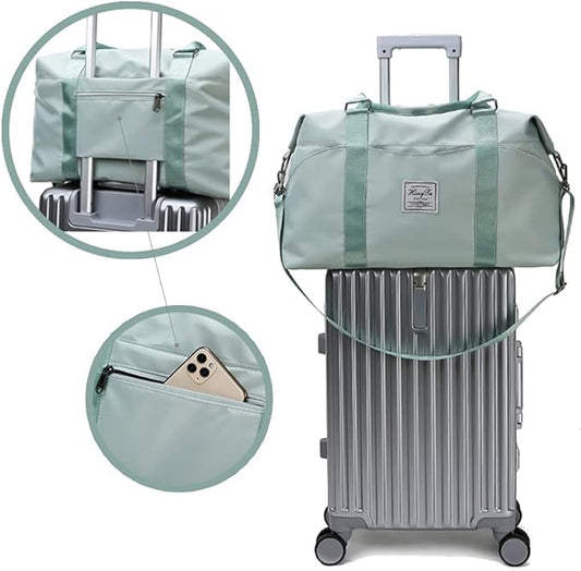 KARRESLY Travel Duffel Bag for Women,Shoulder Weekender Overnight Bag Sports Gym Tote Bag,Waterproof(Sky Blue) free size