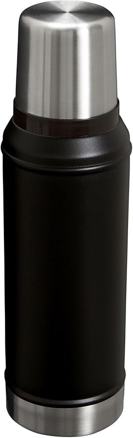 Stanley Classic Legendary Vacuum Bottle 1.0 qt | Wide Mouth with Leakproof Cup Lid | Keep Drinks Hot or Cold | Packable for Travel | Insulated Stainless Steel Thermos | BPA-Free | Black 2.0