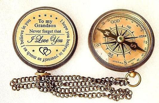 Smizzy Navigational Maritime Vintage Nautical Brass Compasses Fully Functional Titanic/Robert Frost Poem Compass/Sundial for Gift and Home Décor