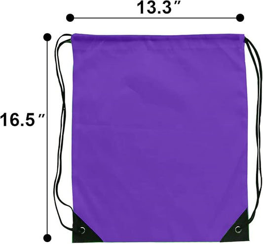 Drawstring Bags 28 PCS Drawstring Backpack Bulk String Backpack Cinch Bag Sackpack for Men Women Gym (Purple)