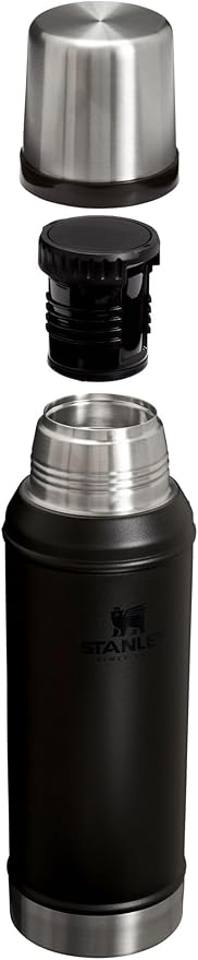 Stanley Classic Legendary Vacuum Bottle 1.0 qt | Wide Mouth with Leakproof Cup Lid | Keep Drinks Hot or Cold | Packable for Travel | Insulated Stainless Steel Thermos | BPA-Free | Black 2.0