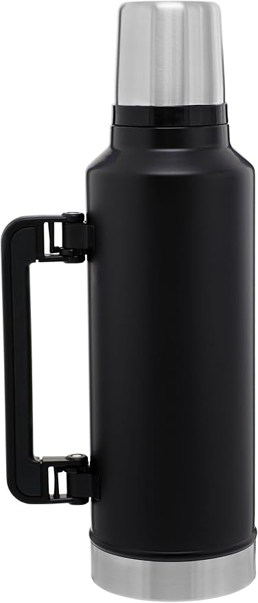 Stanley Classic Legendary Vacuum Bottle 2.0 qt | Wide Mouth with Leakproof Cup Lid | Keep Drinks Hot or Cold | Packable for Travel | Insulated Stainless Steel Thermos | BPA-Free | Matte Black