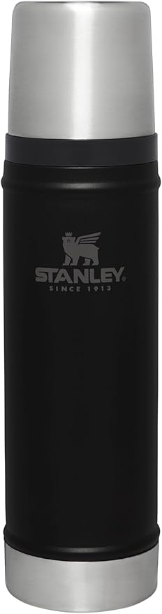 Stanley Classic Legendary Vacuum Bottle 20 oz | Wide Mouth with Leakproof Cup Lid | Keep Drinks Hot or Cold | Packable for Travel | Insulated Stainless Steel Thermos | BPA-Free | Black 2.0
