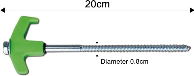 8" Screw in Tent Stakes - Ground Anchors Screw in, Screw in Tent Stakes Heavy Duty, Tent Pegs Camping Stakes, Metal Threaded Tent Spikes, Screw Tent Stakes with Hex Sleeves (12Pcs+Bag Green)