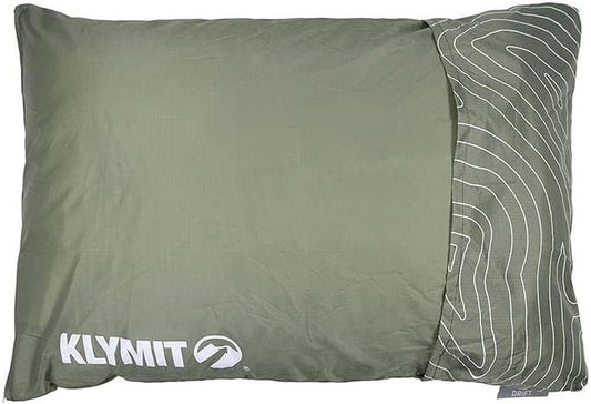 Klymit Drift Shredded Memory Foam Camping Pillow and Insulated Static V Inflatable Sleeping Pad Bundle for Outdoor Use