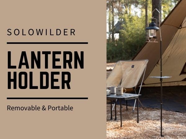 SoloWilder Camping Lamp Rack Aluminum Hanging Lantern Holder BlackBee Detachable Lightweight Stand