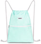 WANDF Drawstring Backpack String Bag Sackpack Cinch Water Resistant Nylon for Gym Shopping Sport Yoga (Mint Green)