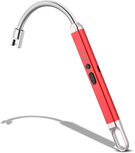MEIRUBY Lighter Electric Candle Lighter Birthday Women's Day Gifts for Women Mom Wife Men, Long Electronic Rechargeable USB Lighter Arc Windproof Flameless Lighters for Candle Camping BBQ (Red)