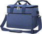 iknoe 33L Large Cooler Bag - Foldable,Waterproof,Leakproof Lunch Bag with Shoulder Strap and Handle,Thick Aluminum Foil Insulation,Multiple Pockets for Lunch,Picnic,Beach,Camping,Travel (Navy blue)