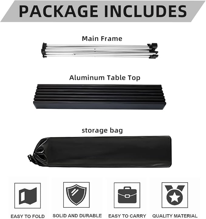 Folding Camping Table Beach Table Portable Camp Side That Fold Up Lightweight, Tent Table Folding Camp Table, Fold Up Camping Tables with Carry Bag(M), Black