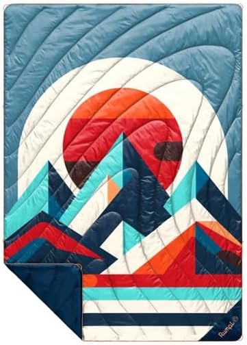 Rumpl Original Puffy Blanket - Warm Puffy Camping Blanket, 100% Recycled Polyester Insulation, Lightweight, Packable, Water-Resistant, Outdoor Puffer Blanket, 52"x75", V2, Radiant Peak Eclipse