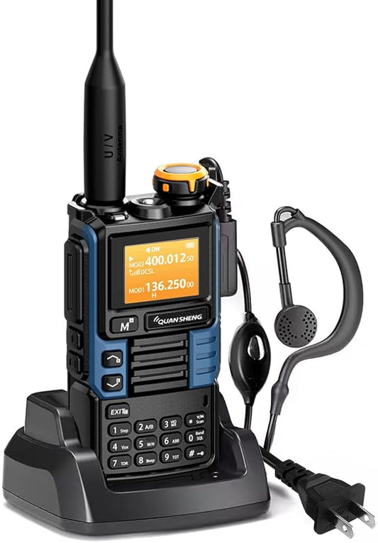 UVK5(99) AM/FM/DTMF Walkie-Talkie 200CH 20-1000MHZ Walkie-Talkie NOAA Weather Forecast with Flash Copy Frequency Tpye-C LCD Display for Hiking Camping Travel Two-Way Radio (Blue)