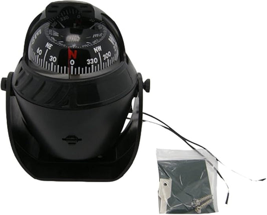 Electronic LED Light Marine Digital Compass Suitable for Car Boat and Truck Black White