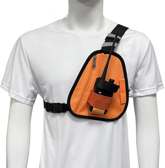 Radio Chest Harness Shoulder Radio Holster Chest Pack Adjustable Single Radio Pouch Two-Way Radio Holster for Motorola Radios and BAOFENG Walkie Talkies etc.
