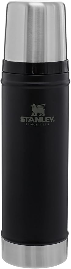 Stanley Classic Legendary Vacuum Bottle 20 oz | Wide Mouth with Leakproof Cup Lid | Keep Drinks Hot or Cold | Packable for Travel | Insulated Stainless Steel Thermos | BPA-Free | Matte Black