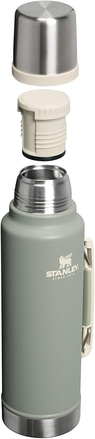 Stanley Classic Legendary Vacuum Bottle 1.5 qt | Wide Mouth with Leakproof Cup Lid | Keep Drinks Hot or Cold | Packable for Travel | Insulated Stainless Steel Thermos | BPA-Free | Sage Grey