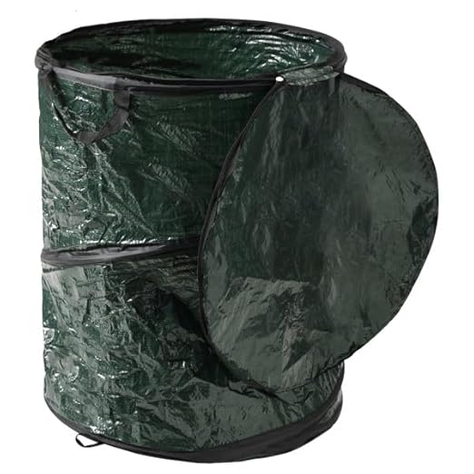 Wakeman Collapsible Trash Can - Pop Up 44-Gallon Outdoor Portable Garbage Bag Holder with Zippered Lid - Recycle Bin for Camping or Parties (Green)