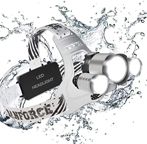 DanForce Headlamp. USB Rechargeable LED Head Lamp. Ultra Bright CREE 1080 Lumen Headlamp Flashlight + Red Light. HeadLamps for Adults, Camping, Outdoors & Hard Hat Light. Zoomable IPX54 Headlight