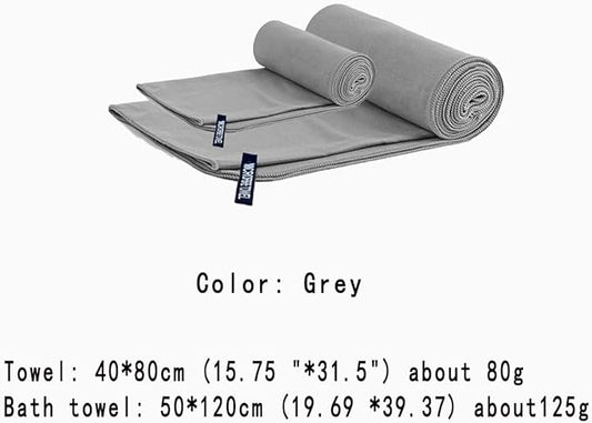 Quick Dry Towel Beach Swim Bath Towel Super Absorbent Microfiber Fast Drying Towels Lightweight for Travel Sports Camping Hiking Backpacking Gym Swimming Yoga (Grey, 15.75 "* 31.5")