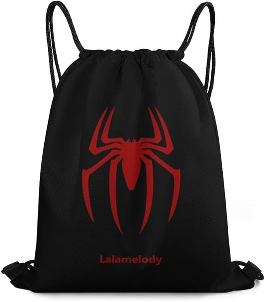 Spider Black Drawstring Backpack Waterproof Sackpack Travel Swimming Sports Gym Camping Shopping Bag for Women Men