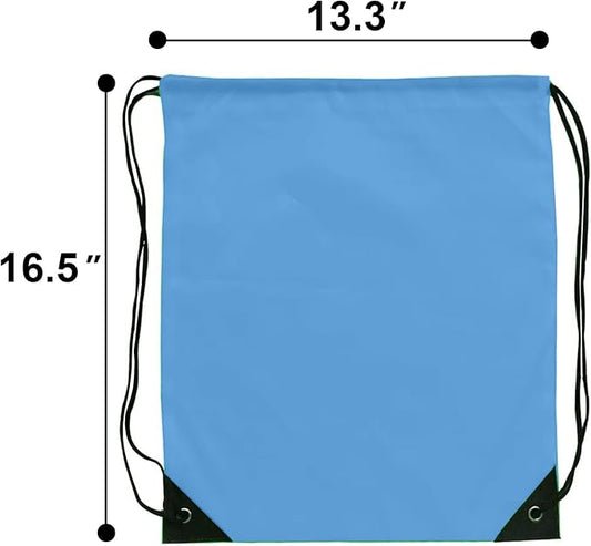 Blue Drawstring Backpack Bulk 28 PCS Drawstring Bags String Backpack Cinch Bag Sackpack for Men Women Gym (Sky Blue)