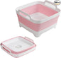 Collapsible Dish Basin Foldable Kitchen Sink With Drain Plug Plastic Laundry Tub 9L/2.4Gal RV & Camping Wash Basin Space-Saving Bottle Washing Sink (Pink)