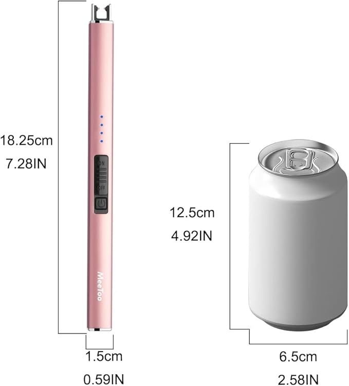 MeeToo Electric Candle Lighter Rechargeable Lighter Type-C Plasma Arc Lighters for Candle Camping Kitchen (Rose Gold)