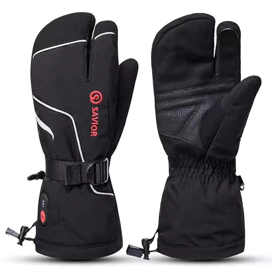 SAVIOR HEAT Heated Mittens Battery Gloves Men Women, Flexible Crab Finger Rechargeable Ski Mitten with 7.4V 2200mAh Battery for Winter Snow Skating Camping Hunting Hiking Motorcycle