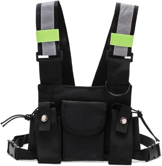 Ousawig Universal Radio Chest Harness Bag Tactical Chest Front Pack Pouch Holster Vest for Two Way Radio Walkie Talkie
