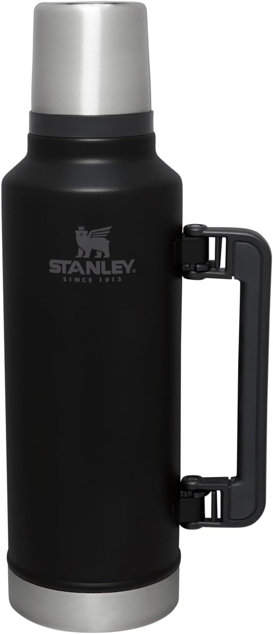 Stanley Classic Legendary Vacuum Bottle 2.0 qt | Wide Mouth with Leakproof Cup Lid | Keep Drinks Hot or Cold | Packable for Travel | Insulated Stainless Steel Thermos | BPA-Free | Black 2.0