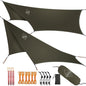 Onewind 12ft Hexagon Hammock Rain Fly, Waterproof Lightweight and Durable Silnlyon Camping Hammock Tarp for Backpacking and Hiking, Complete Accessories, OD Green