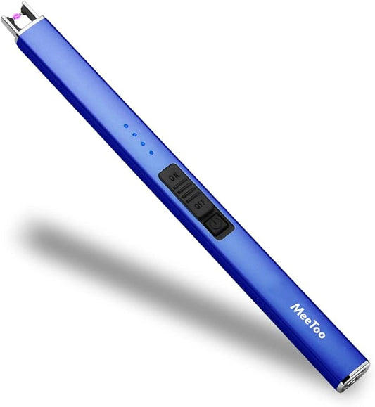 MeeToo Electric Candle Lighter Rechargeable Lighter Type-C Plasma Arc Lighters for Candle Camping Kitchen (Dark Blue)