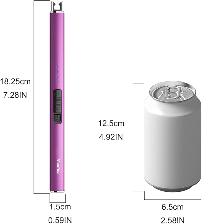 MeeToo Electric Candle Lighter Rechargeable Lighter Type-C Plasma Arc Lighters for Candle Camping Kitchen (Purple)