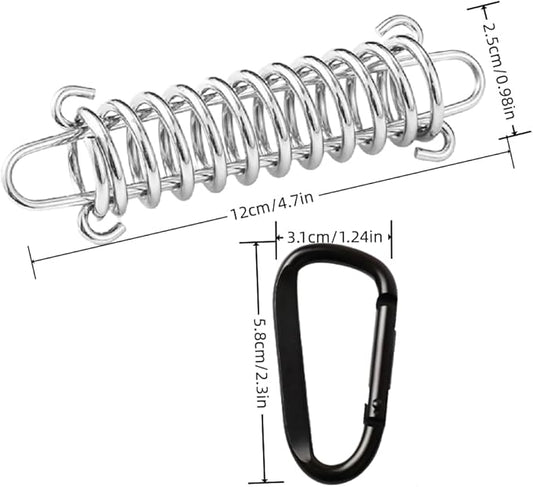 Dog Leash Metal Shock Absorbing Spring Buckle Portable Camping Tent Fixed Buckle Multi-Function Springs Buckle for Securing Tarps Tents Sunshade,Swing and Large Dogs Pets Train， with 8PCS Snap Hooks