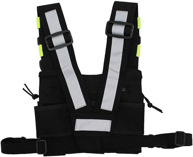 Universal Radio Harness Chest Rig Bag Pocket Pack Holster Vest for Motorola Midland Two Way Radio (Rescue Essentials) (Bright Green)