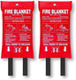Jemay Fire Blanket,Fiberglass Fire Suppression Blanket for Kitchen,Fire Blankets Emergency for People,Emergency Blanket with Heat Insulation,Emergency Survival Safety Cover for Camping,School,2-Pack