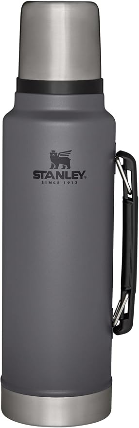 Stanley Classic Legendary Vacuum Bottle 1.5 qt | Wide Mouth with Leakproof Cup Lid | Keep Drinks Hot or Cold | Packable for Travel | Insulated Stainless Steel Thermos | BPA-Free | Charcoal