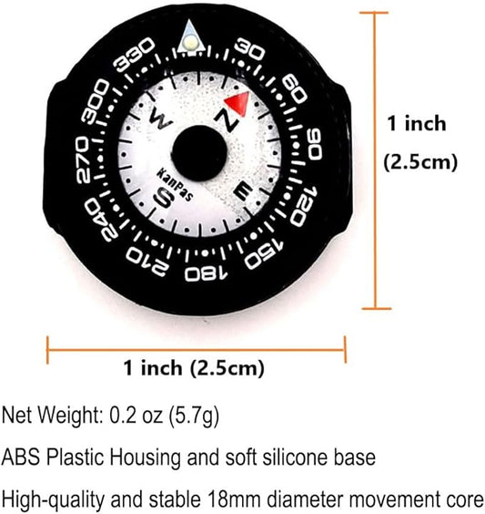 KanPas Mini Button Map Compass with Turnable Bezel for Watchband Every Day Carry