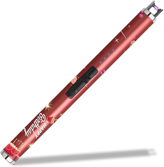 MeeToo Candle Lighter Electric Lighter Rechargeable USB Type-C Lighters for Candle BBQ Camping Fireworks (Birthday Red)
