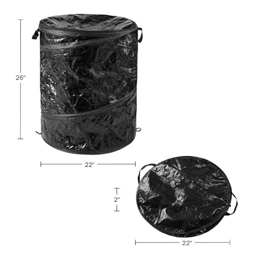 Wakeman Collapsible Trash Can - 44-Gallon Portable Garbage Can Outdoor Bin with Zippered Lid for RV, Camping, Parties, or Yard Waste (Black)