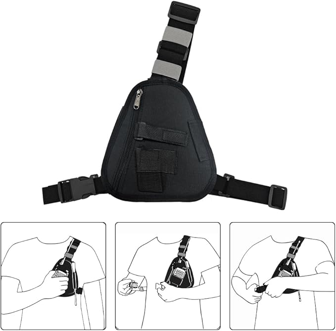 Radio Vest Chest Harness Holster Chest Pack Adjustable Two-Way Radio Holster for Baofeng Motorola Kenwood Walkie Talkies etc.2Pack